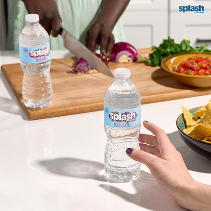 SPLASH REFRESHER Acai Grape Flavored Water, 8 Fl Oz, Plastic Bottle Pack of 12