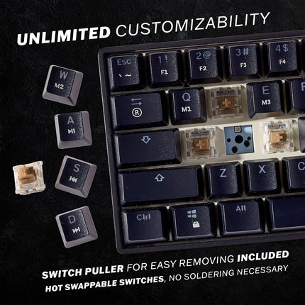 HK GAMING GK61 Mechanical Gaming Keyboard - 61 Keys Multi Color RGB Illuminated LED Backlit Wired Programmable for PC/Mac Gamer Clicky Switch (Gateron Optical Blue)