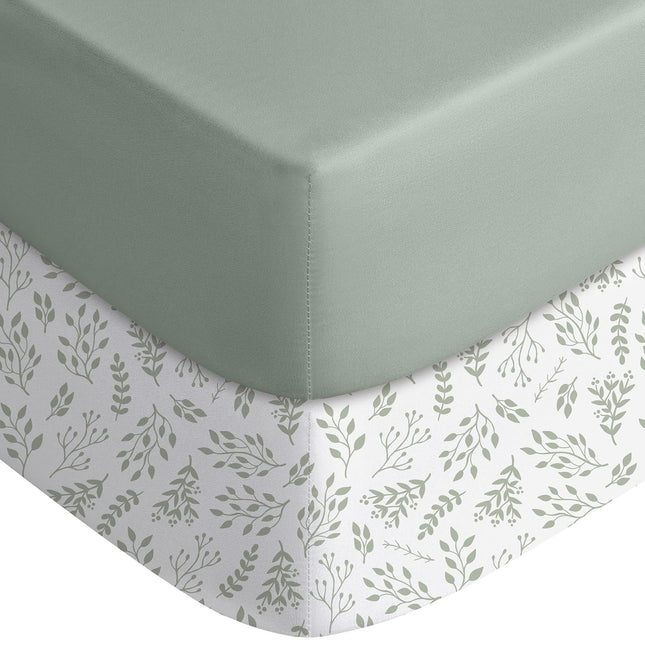 Baby Crib Sheets for Boys Girls, Fitted Crib Sheet 2 Pack for Standard Crib and Toddler Mattress, Super Soft Microfiber