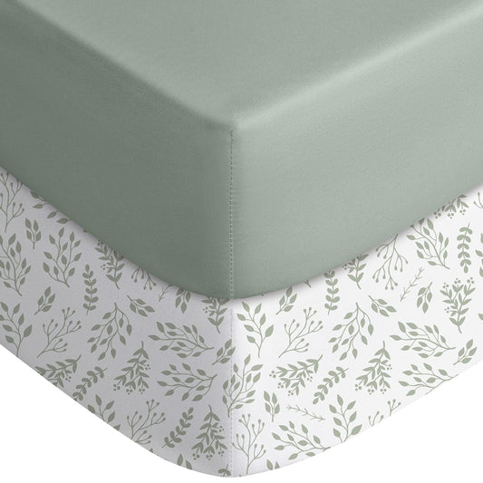 Baby Crib Sheets for Boys Girls, Fitted Crib Sheet 2 Pack for Standard Crib and Toddler Mattress, Super Soft Microfiber