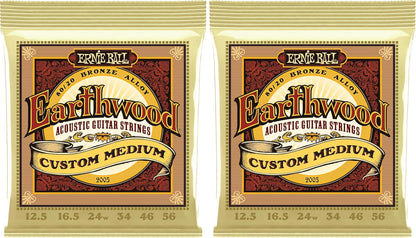 Custom Medium 80/20 Bronze Acoustic Guitar Strings, 12.5-56 Gauge (Pack of 2)