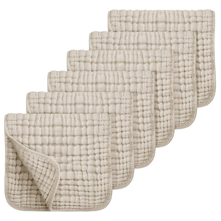 Looxii Muslin Burp Cloths 6 Pack - 20" x 10" - Ultra Soft & Absorbent, 6-Layer 100% Cotton for Spit Up & Drool- Gentle Neutral Burping Cloths, Baby Newborn Essentials Gifts for Boys Girls, Apricot