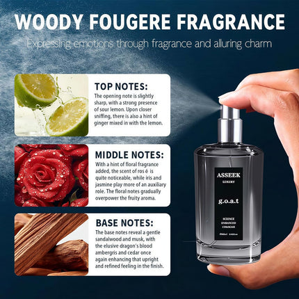 ASSEEK Luxury G.O.A.T Perfume for Men, 80ml (2.82 fl oz) Mens Cologne, Upgraded Long-Lasting Woody Citrus Fragrance with Fresh Masculine Notes, Ideal for Daily Wear & Date Night, Premium Gift for Him