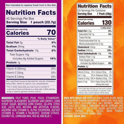 Goldfish and Welch’s Fruit Snacks for Back to School, 1 Box of Goldfish Cheddar Cheese Snack Packs (20 Count) and 1 Box of Welch’s Berries ‘N Cherries Fruit Snack Packs (40 Count)