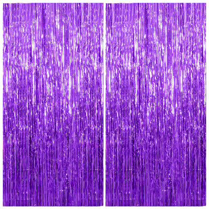 2 Pack Silver Foil Curtain Party Streamers Metallic Tinsel Foil Fringe Photo Booth Backdrop for Birthday Wedding Engagement Baby Shower Bachelorette Christmas Holiday Celebration Party Decorations