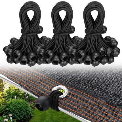 30pcs 6in Heavy-Duty Bungee Cords with Balls for Tarp Shade Cloth