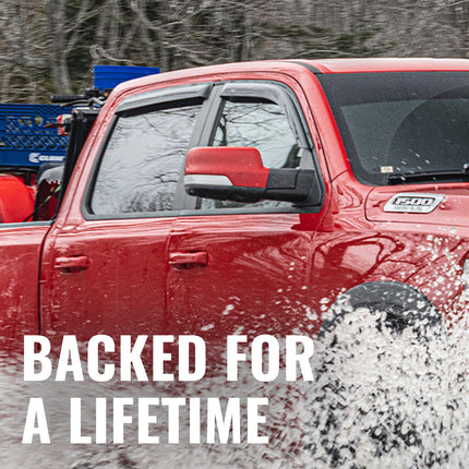 Outside Mount Rain Guards For 2015 - 2026 Ford F-150; 2017 - 2026 F-150 Raptor, F-250, F-350 SD, SUPERCREW ONLY | Window Vent Visors, 4 pcs. - Smoke | 94975