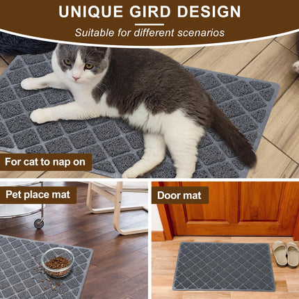 Cat Litter Box Mat,23 x 14 In,Trapping Mat Premium Durable PVC Pad,Grey