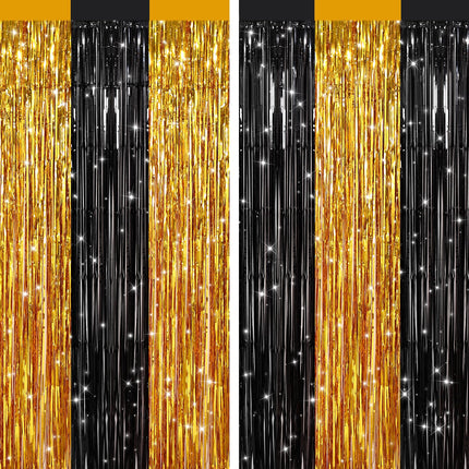 Pastel Pink Metallic Fringe Curtains 2 Pack, Tinsel Backdrop for Parties