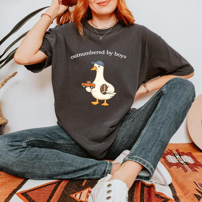 Outnumbered By Boys Funny Boy Mom Shirt