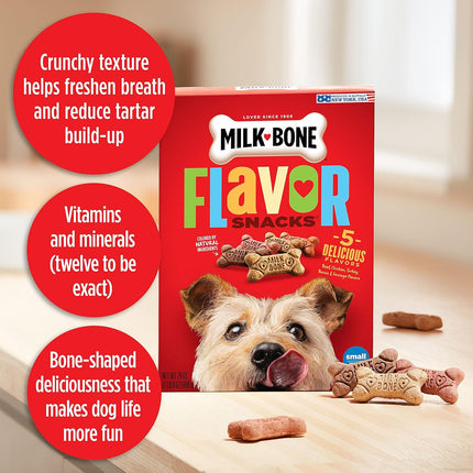 Milk-Bone Flavor Snacks Small Dog Biscuits, Flavored Crunchy Dog Treats, 60 Oz. Boxes (Pack of 3)