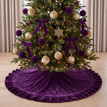 Falda de árbol de Navidad de terciopelo, 48 Inches, estilo moño, verde salvia