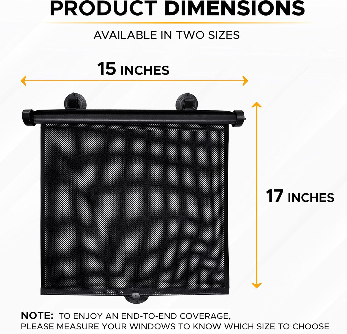 Car Side Window Retractable Sun Shade, 2 Pack, 15 in x 17 in - photo 2