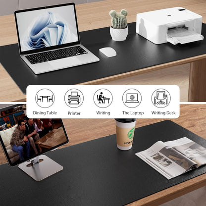 Black PU Leather Desk Pad Protector, 23.6 x 13.7 in - photo 5