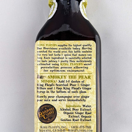 King Floyd's, Artisanal Scorched Pear & Ginger Bitters, Hand Crafted, Made from the Torched Carmalized Pears, Unique Bitters for a Unique Cocktail, 100ml, Bar Provisions, Bitters for Cocktails