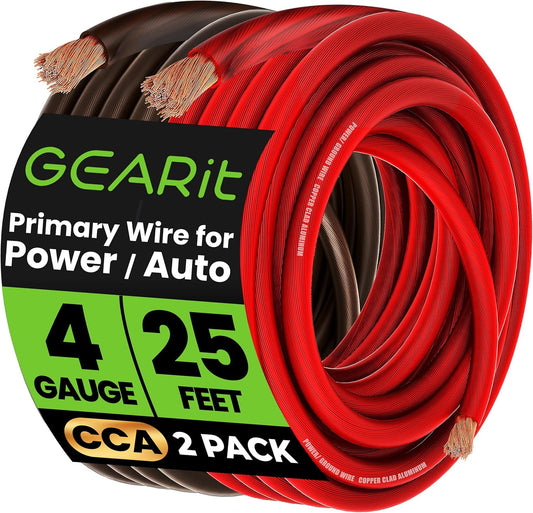 4 Gauge Wire, CCA Electrical Wire Extension Cord for Automotive Power/Ground, Battery Cable, Car Audio, RV, Amp Wiring