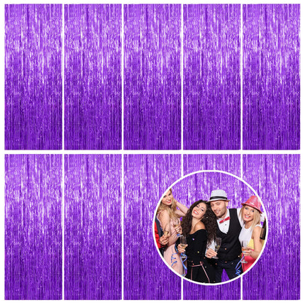 2 Pack Silver Foil Curtain Party Streamers Metallic Tinsel Foil Fringe Photo Booth Backdrop for Birthday Wedding Engagement Baby Shower Bachelorette Christmas Holiday Celebration Party Decorations