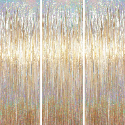 Champagne Foil Fringe Backdrop Curtains, 3.3x6.6ft, 3pcs