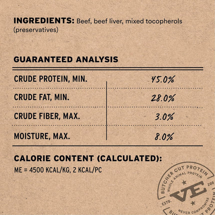 Vital Essentials Freeze Dried Dog Treats | Beef Bites, Single Protein | Premium Quality | Grain Free Training Treats for Dogs, 2.5 oz Bag