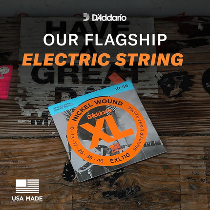 D'Addario Electric Guitar Strings, XL Nickel, EXL110-3D, Regular Light Gauge 10-46, 6-String Set, Pack of 3