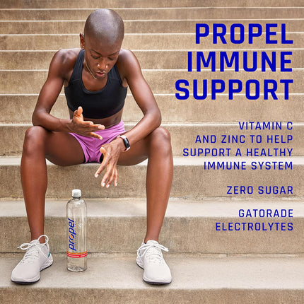 Propel Immune Support with Vitamin C + Zinc, 3 Flavor Variety Pack, 16 Fl Oz (Pack of 12)