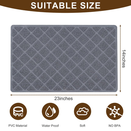 Cat Litter Box Mat,23 x 14 In,Trapping Mat Premium Durable PVC Pad,Grey