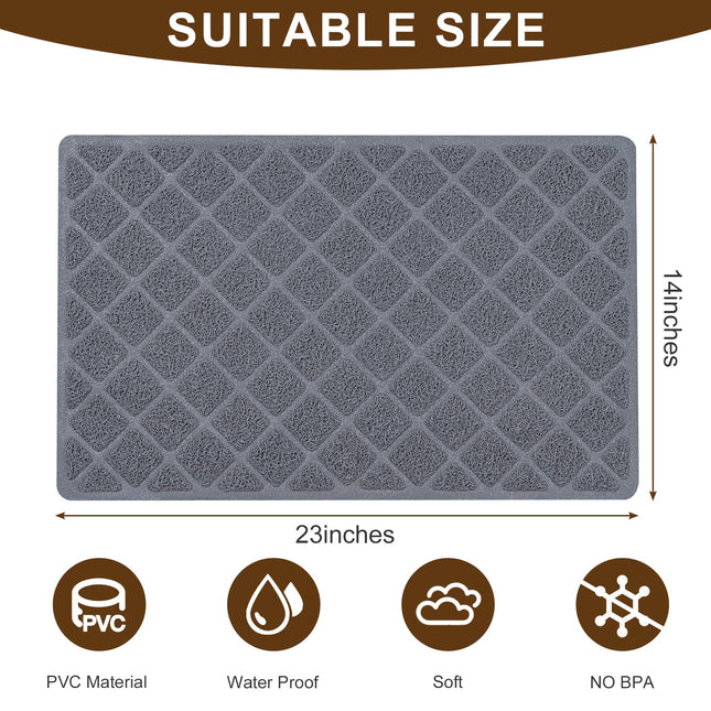 Cat Litter Box Mat,23 x 14 In,Trapping Mat Premium Durable PVC Pad,Grey