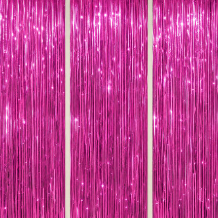 3 Pack Foil Fringe Backdrop - Purple Shiny Tinsel Curtains for Party Decoration/Photo Booth Props - 3.3x8.2 FT Metallic Foil Backdrop for Birthday, Wedding, Graduation, Christmas.