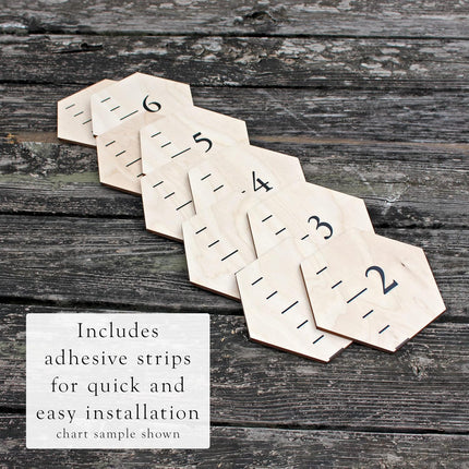 Farmhouse Style Wooden Kids Growth Chart Ruler for Boys and Girls (Rustic Brown - BMK)