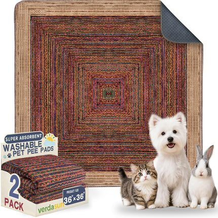 Tapetes lavables para orina de perros, tapetes reutilizables para entrenamiento de cachorros, tapetes y mat ultraabsorbentes gruesos impermeables a prueba de fugas antideslizantes para jaula, corralito, piso, crianza y entrenamiento, 2 pack 18"x24"