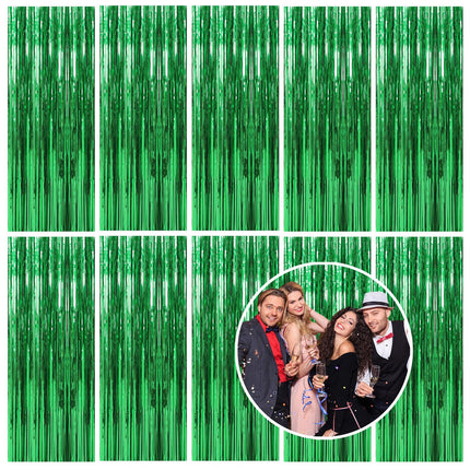 2 Pack Silver Foil Curtain Party Streamers Metallic Tinsel Foil Fringe Photo Booth Backdrop for Birthday Wedding Engagement Baby Shower Bachelorette Christmas Holiday Celebration Party Decorations