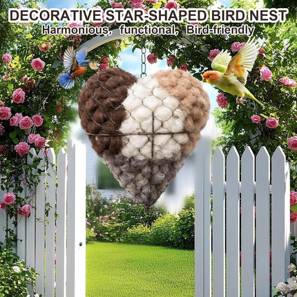 Alpaca Bird Nesting Heart, Pet Refillable Alpaca Fiber Bird Nesting, Winter Fowl Gifts Animal Hummingbirds Lovers Home Garden Yard(1Set)