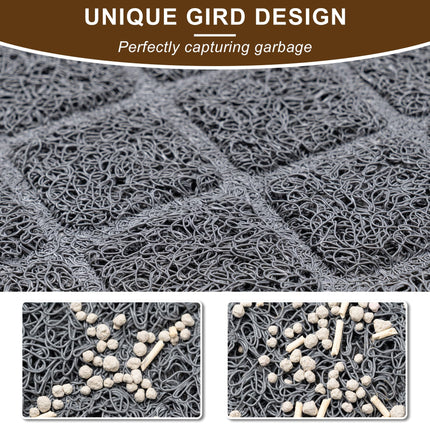 Cat Litter Box Mat,23 x 14 In,Trapping Mat Premium Durable PVC Pad,Grey