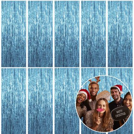 2 Pack Silver Foil Curtain Party Streamers Metallic Tinsel Foil Fringe Photo Booth Backdrop for Birthday Wedding Engagement Baby Shower Bachelorette Christmas Holiday Celebration Party Decorations
