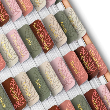 Bible Tabs, 75 Tabs, Autumnal Earth, Gold Foil Embossed Lettering, Laminated Bible Tabs for Women and Men, Bible Tabs for Study Bible Index Tabs, Bible Book Tabs, Bible Labels Tabs