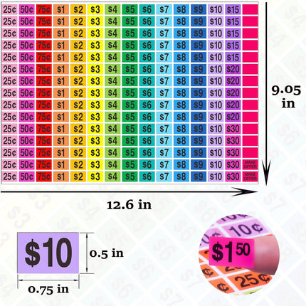 YSHIHE Garage Sale Price Stickers, 2250 Pcs Preprinted Rectangle Removable Labels, 1/2" x 3/4", for Yard Sale and Flea Market