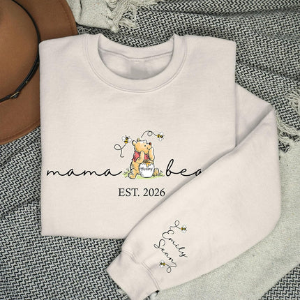 Personalized Mama Sweatshirt with Kid Name on Sleeve Custom Mama Bear Sweatshirt for Women Mothes Days Gifts for Mom for Mom Birthday