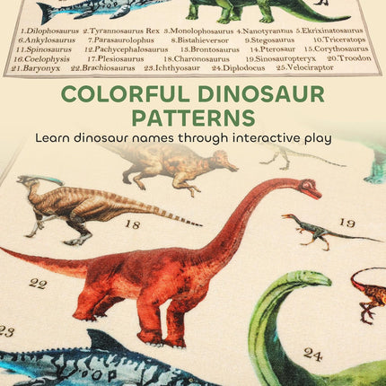 Qaba Extra Large Baby Play Mat 6.6' x 4.9', Educational Polyester Crawling Mat, Non-Slip Puzzle Rug, for Toddlers, Living Room and Bedroom with Dinosaur Pattern, Khaki