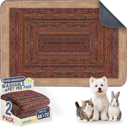 Tapetes lavables para orina de perros, tapetes reutilizables para entrenamiento de cachorros, tapetes y mat ultraabsorbentes gruesos impermeables a prueba de fugas antideslizantes para jaula, corralito, piso, crianza y entrenamiento, 2 pack 18"x24"