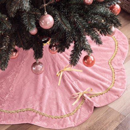Red 48 Inch Christmas Tree Skirt Velvet Scallop Ddge