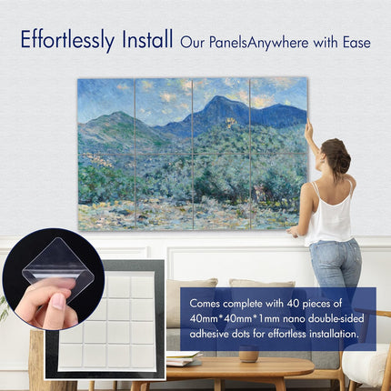 PINWELIFE® Wall Art Acoustic Panels, Sound Proof Absorbing Panels for Home/Office, Decorative Absorbing Dampening, Noise and Echo Cancelling (Monet_Valle Buona, 48"x32")