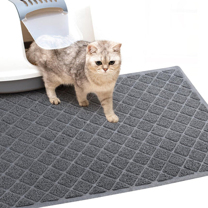 Cat Litter Box Mat,23 x 14 In,Trapping Mat Premium Durable PVC Pad,Grey