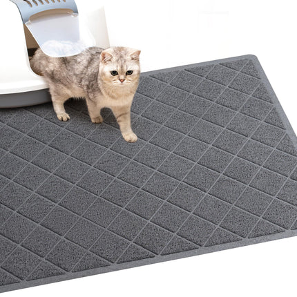 Cat Litter Box Mat,23 x 14 In,Trapping Mat Premium Durable PVC Pad,Grey