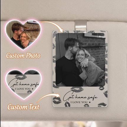 Mit & Mia Personalized Car Visor Clip, Drive Safe I Love You Custom Photo, Personalized Couple Picture Sun Visor Clip, Playing Card Photo Car Decor, Valentine Gifts for Boyfriend Husband