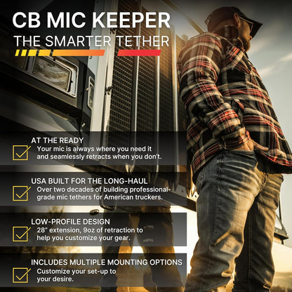 CB Radio Microphone Keeper - Retractable Mic Holder With Heavy Duty Snap Clip Mount for Truck Radio - CB - photo 4