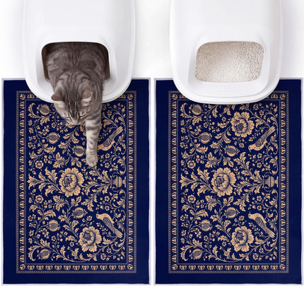Cat Litter Mat, 2 Pack 33" x 22" Machine Washable for Litter Boxes