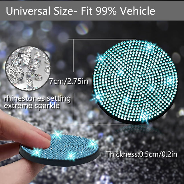 2pcs Bling Car Cup Holder Coaster, 2.75 inch Anti-Slip Shockproof