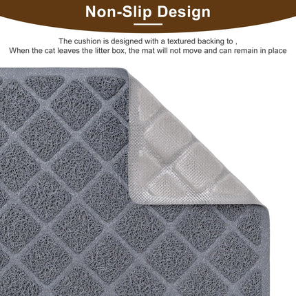 Cat Litter Box Mat,23 x 14 In,Trapping Mat Premium Durable PVC Pad,Grey