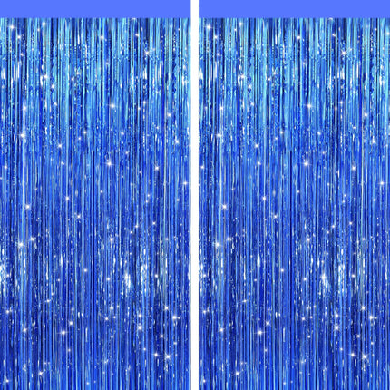Pastel Pink Metallic Fringe Curtains 2 Pack, Tinsel Backdrop for Parties