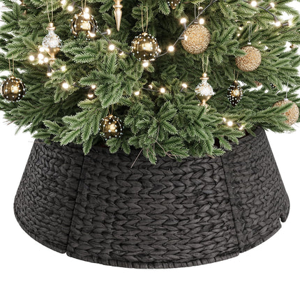 28 Inch Woven Rattan Christmas Tree Collar, 5-Piece Xmas Tree Skirt